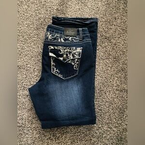 Love Indigo Jeans 14 Bling Dark Blue Stretch Denim Bootcut Boot Cut